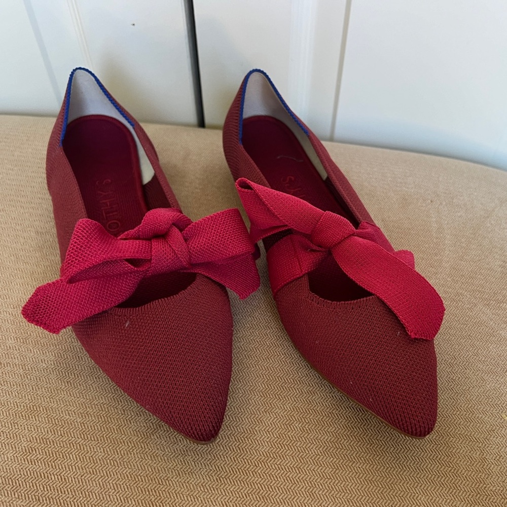 Rothy’s red Point Bow Mary Jane Flat Size 9